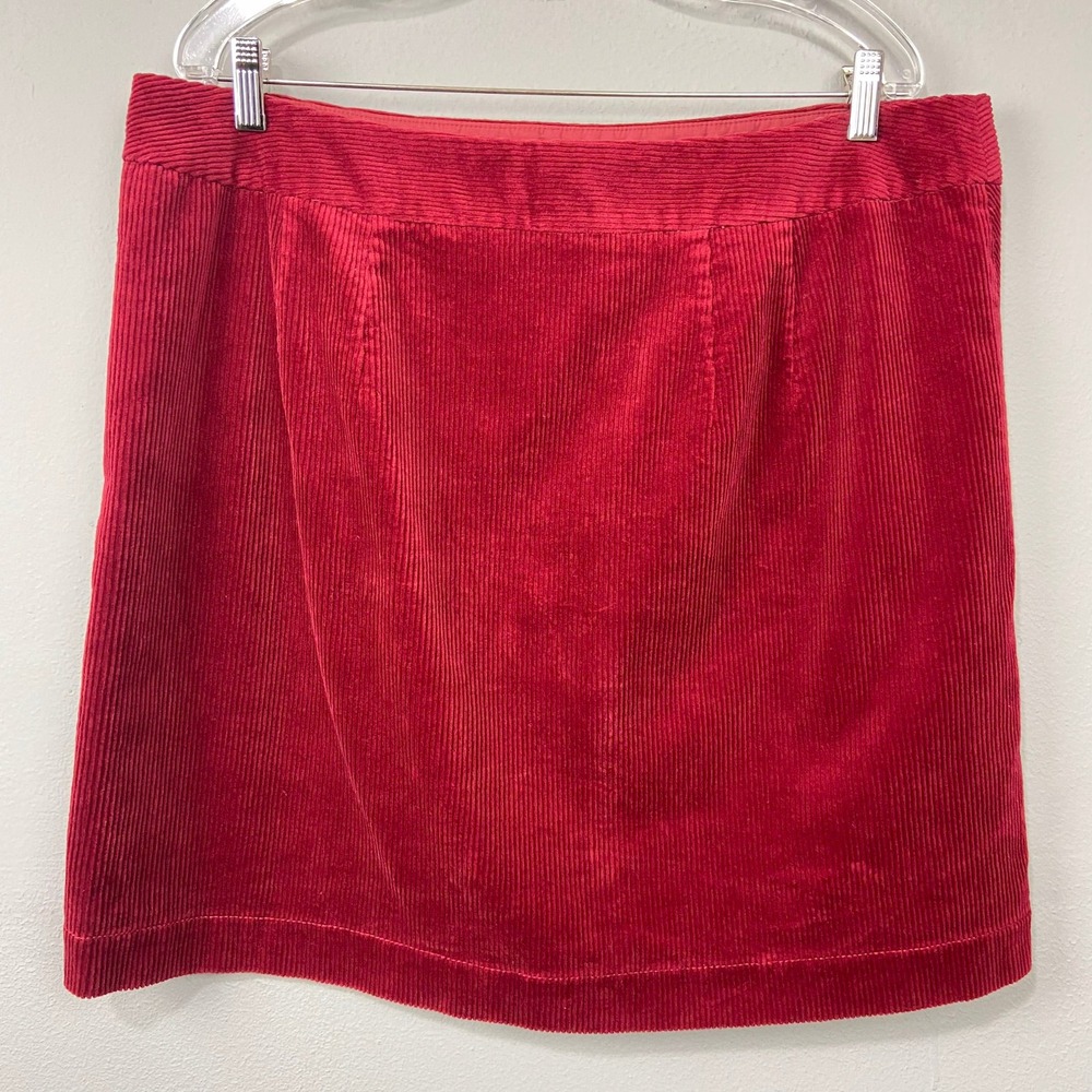 Loft Corduroy Mini Skirt Size 14 Dark Red Preppy Twee Holiday French Classic Y2K - Picture 8 of 8